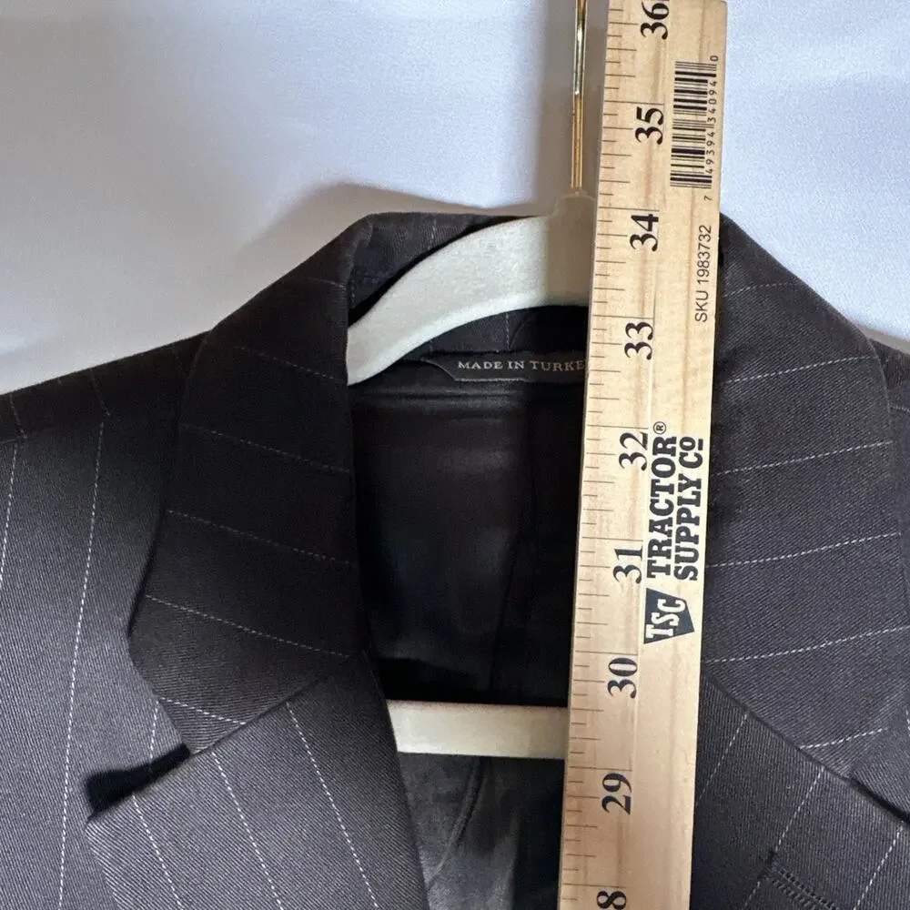 Banana Republic Men’s Blazer Suit Jacket Coat Grey Striped 99% Cotton Sz 42R